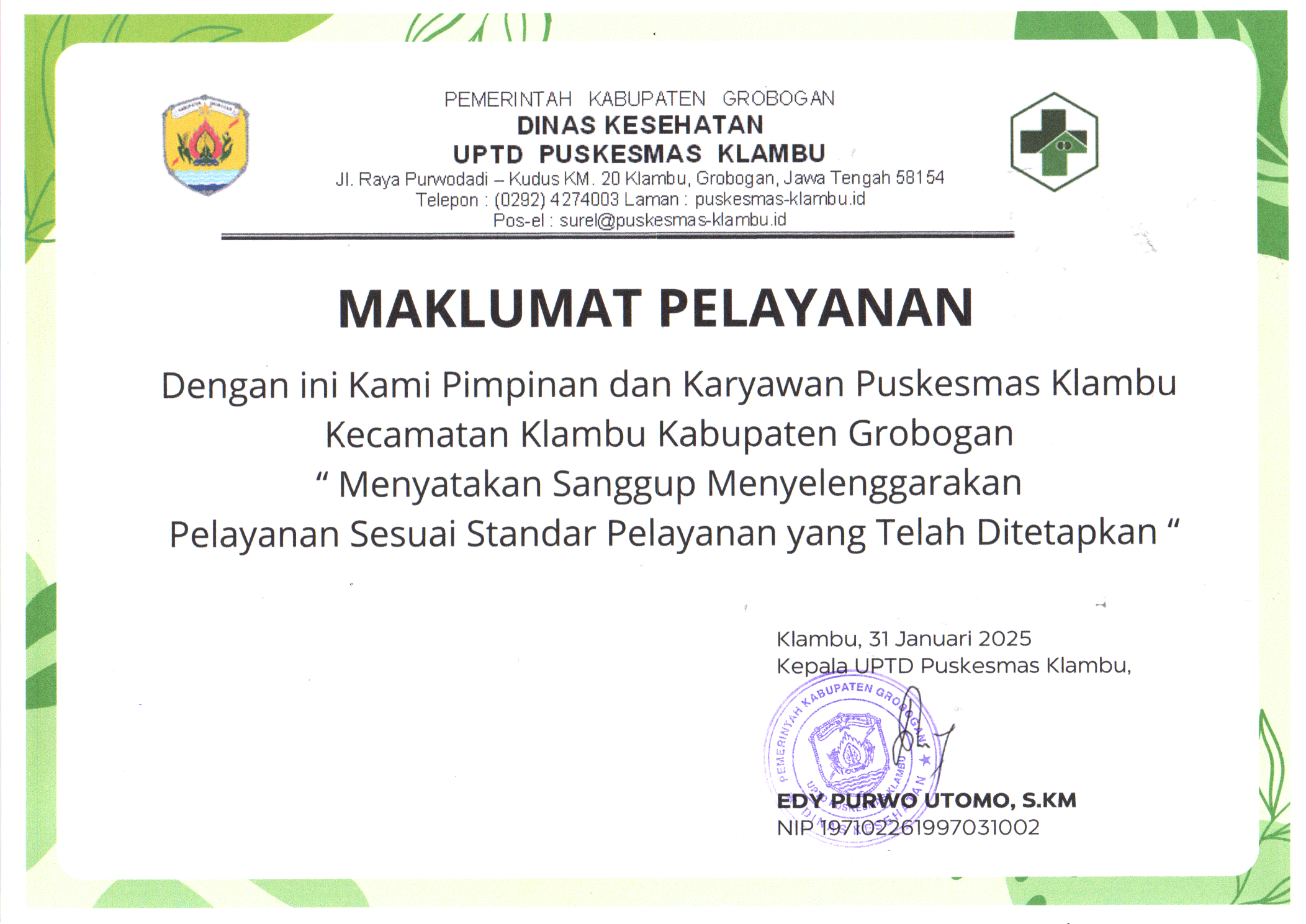 MAKLUMAT PELAYANAN